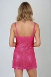 Shine On Slit Sequin Mini Dress - Fuchsia