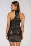 Flirty Flash Halter Sequin Mini Dress - Gold Black