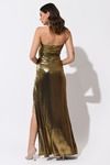 So Long Gold Side Slit Maxi Dress