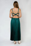 Own Today Pleated Satin Midi Dress - Green