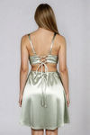 Polished Glow Cutout Satin Mini Dress - Green