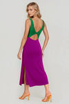 Yareli Plunging Sweater Mini Dress - Green/Purple
