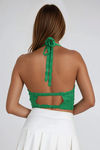 Twist Charm Halter Neck Crop Top - Green
