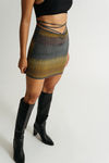 Fun Night Out Grey Multi Ruched Waist Tie Bodycon Skirt