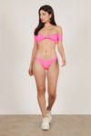 Liv Hot Pink Twisted Off Shoulder Bikini Set