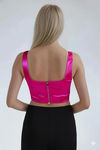 Luxe Curve Satin Corset Top - Hot Pink