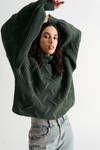 Daily Dose Hunter Green Cable Knit Turtleneck Sweater