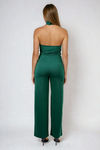 Pretty Problem Cross Halter Jumpsuit - Hunter Green