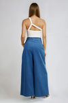 Power Move Pleated Wide Leg Pants - Indigo Denim