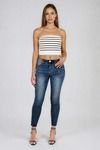 Act Cute Strapless Stripe Crop Top - Ivory