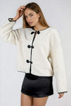 Cloud Comfort Toggle Closure Sherpa Jacket - Ivory Black