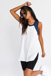 Go With Me Ivory & Blue Tank