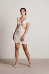 Bring It Ivory Floral Ribbed Cutout Bodycon Mini Dress