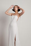 Dreaming Fool Ivory Open Back Double Slit Maxi Dress