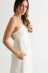 Maiya Ivory Lace Up Back Maxi Dress with Pockets