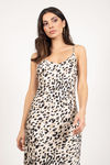 Mya Ivory Multi Leopard Satin Midi Dress