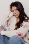 Oopsie Daisy Ivory Floral Distressed V-Neck Sweater