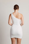 Rivalry Ivory Reversible One Shoulder Cutout Bodycon Dress