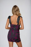 Dewy Dream Bow Tie Straps Bodycon Mini Dress - Jazz Berry