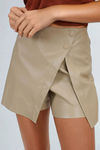 Modern Luxe Faux Leather Skort - Khaki