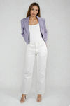 Step Confident Buttoned Cropped Blazer - Lavender