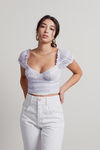 Sweet Lullaby Lavender Ruched Mesh Bustier Crop Top