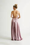 Too Dramatic Lavender Satin Lace-Up Slit Maxi Dress