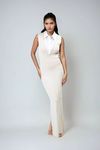 Made You Look Collared Knit Maxi Dress - Light Beige
