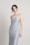 Liora Light Blue Satin Slip Midi Dress