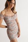 Summer Date Light Blue Floral Bodycon Mini Dress