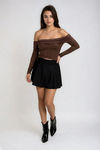 Dare to Dazzle Off the Shoulder Blouse - Light Brown
