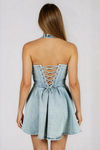Out & About Denim Halter Mini Dress - Light Denim
