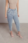 Boyle Heights Light Wash High Rise Baggy Tapered Ankle Jeans
