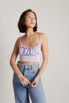 Basique Lilac Ruffled Ruched Cami Crop Top