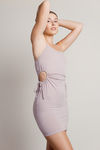 Salazar Lilac Ribbed Side Cutout Bodycon Mini Dress