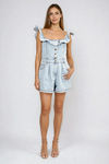 Carefree Charm Denim Romper - LT Denim