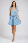 Serve Vibes Shoulder Tie Denim Mini Dress - LT Denim