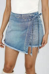 Vibin' Hard Overlapping Denim Mini Skort - Lt Wash