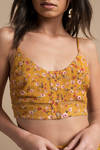 Jackie Marigold Floral Button Up Crop Top