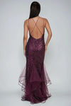Poison Kiss Swirl Glitter Maxi Dress - Maroon