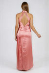 Sultry Hour Satin High Slit Maxi Dress - Mauve