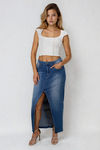 Everyday Shine Front Slit Denim Maxi Skirt - Medium Wash Denim