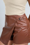 Buckle Up Leather Skort - Mocha Mousse