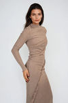 Prairie Allure Long Sleeve Knit Maxi Dress - Mocha