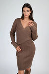 Rustic Haven Knit Wrap Mini Dress - Mocha