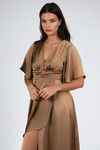 The Joy Of It Satin Surplice Maxi Dress - Mocha