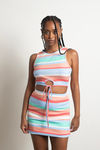 Beachy Day Multi Stripe Crop Top And Skirt Set