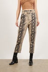 Can't See Multi Snake Print Belted Pants