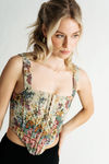 Gardenia Multi Floral Lace-Up Corset Bustier Top