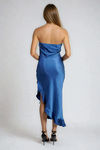 Dreamy Waves Strapless Rufle Midi Dress - Navy